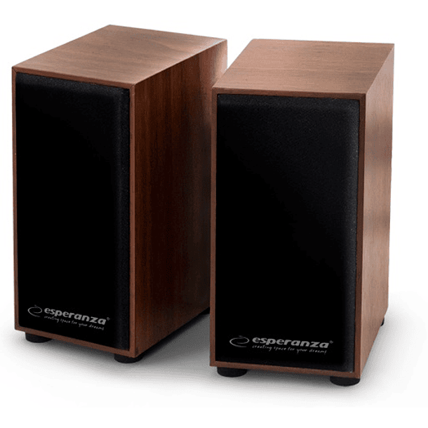 Colunas 2.0 USB 2 x 3W RMS 3,5 Jack (Madeira) - ESPERANZA 1