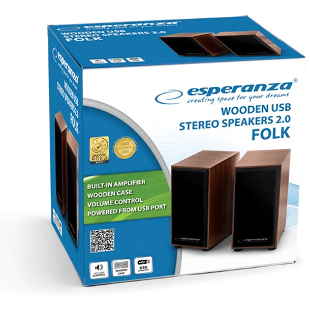 Colunas 2.0 USB 2 x 3W RMS 3,5 Jack (Madeira) - ESPERANZA 4