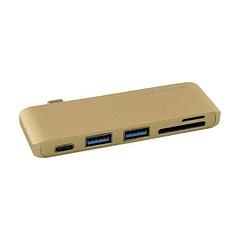 Hub USB C - USB C / 2x USB A / MicroSD / SD (Dourado) - LC-POWER