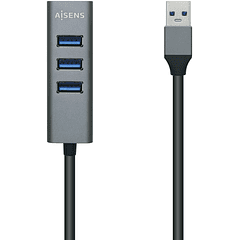 Hub USB 3.0 de Alumínio (Cinza) - AISENS
