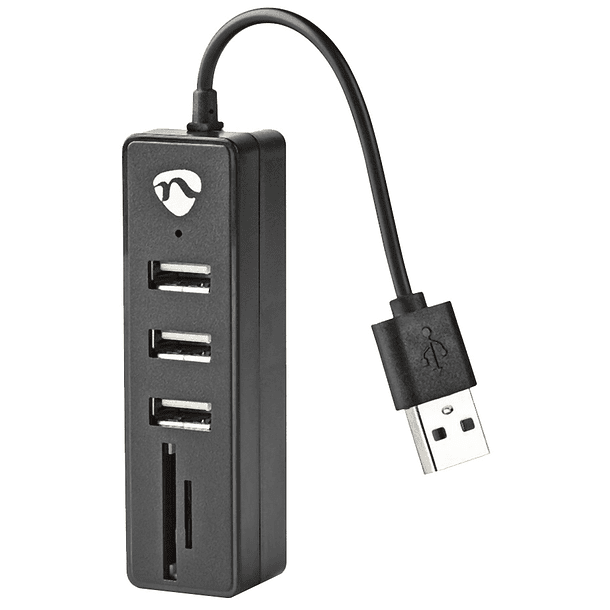 HUB USB2.0 3 Portas c/ Leitor Cartões SD/microSD - NEDIS 1