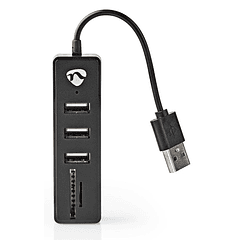 HUB USB2.0 3 Portas c/ Leitor Cartões SD/microSD - NEDIS