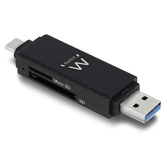 Leitor de Cartões USB 3.0 (3.1 Gen 1) Type-A/Type-C (Preto) - EWENT