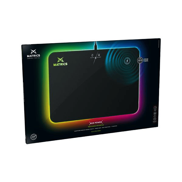 Tapete Gaming 35x25cm RGB c/ Carregador Wireless 10W (Preto) - MATRICS 2