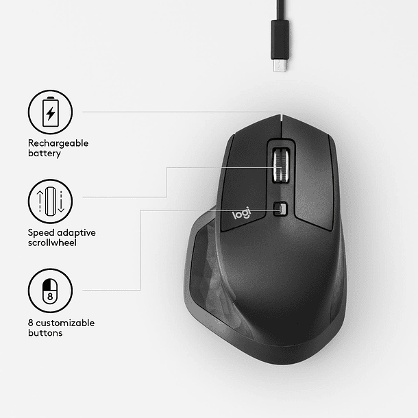 Rato MX Master 2S RF Wireless 1000 DPI Grafite - LOGITECH 4