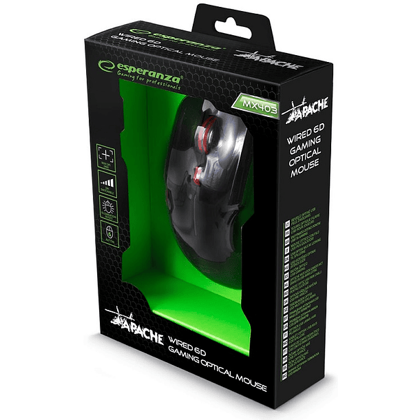 Rato Óptico 6D USB 6 Botões 2400DPI GAMES (APACHE RED) - ESPERANZA 4