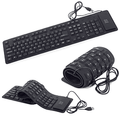 Teclado USB em Borracha de Silicone (Preto)