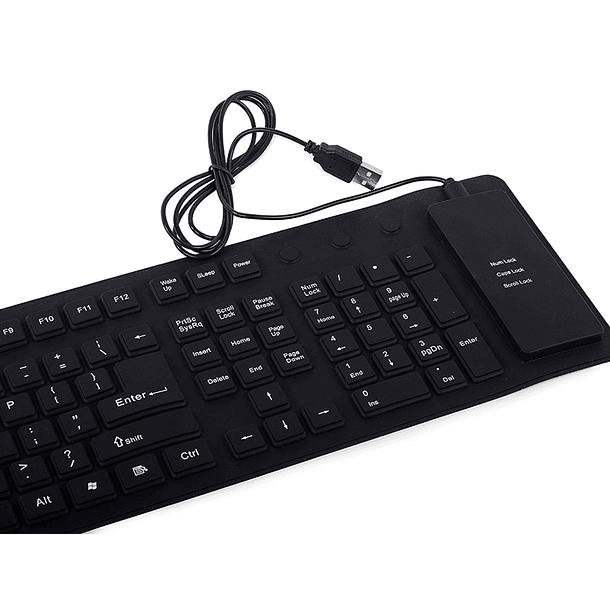 Teclado USB em Borracha de Silicone (Preto) 3