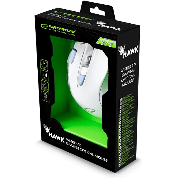 Rato Óptico 7D USB 7 Botões 2400DPI GAMES (HAWK WHITE-BLUE) - ESPERANZA 4