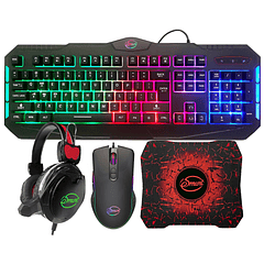 Combo Gaming Teclado + Rato + Auscultadores Headset + Tapete de Rato (Preto) - eSmart