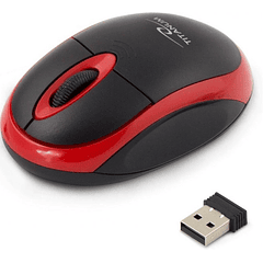 Rato Óptico s/ Fios 1000dpi (Preto / Vermelho) - TITANIUM