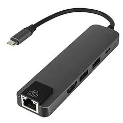 Placa de Rede Externa USB-C Macho com HUB HDMI / 2x USB 3.0 / USB C / RJ45