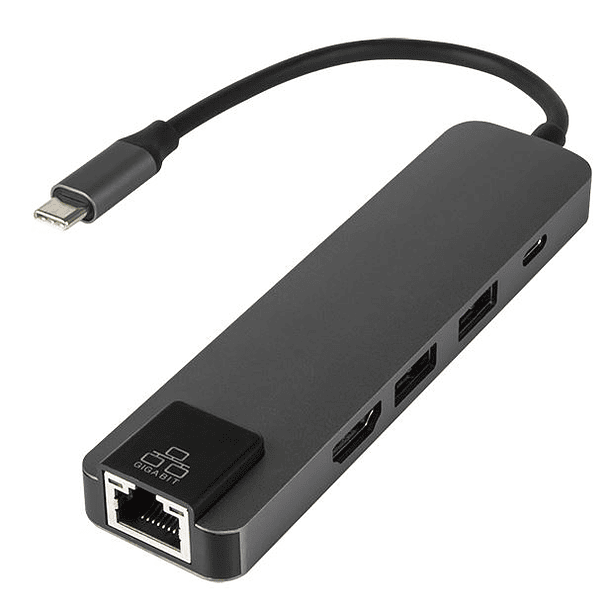 Placa de Rede Externa USB-C Macho com HUB HDMI / 2x USB 3.0 / USB C / RJ45 1