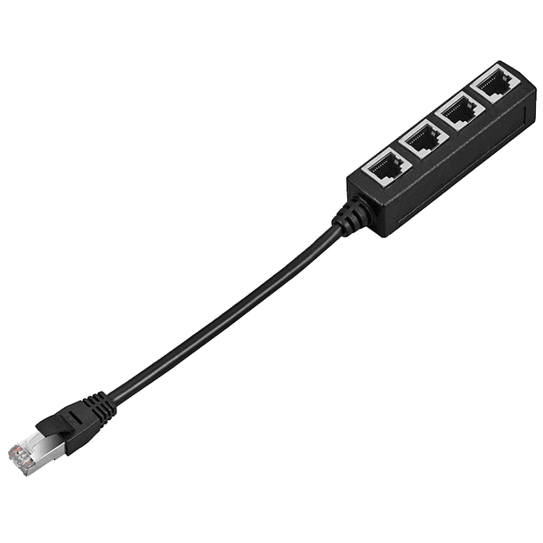 Distribuidor / Switch RJ45 Macho - 4x RJ45 Fêmea