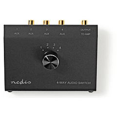 Comutador Selector de Áudio Analógico ASWI2404BK 4 Entradas - NEDIS