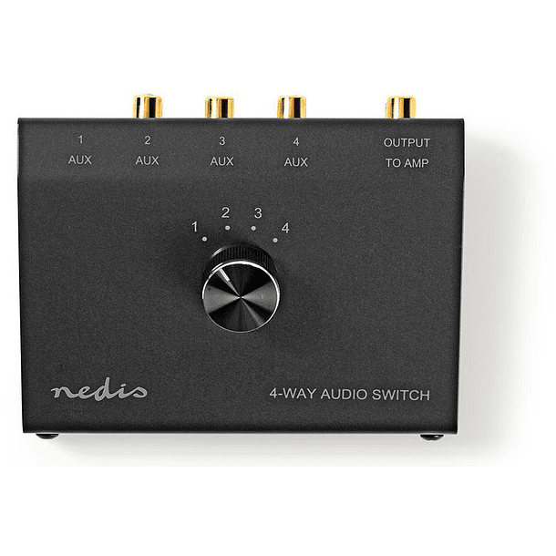 Comutador Selector de Áudio Analógico ASWI2404BK 4 Entradas - NEDIS 1