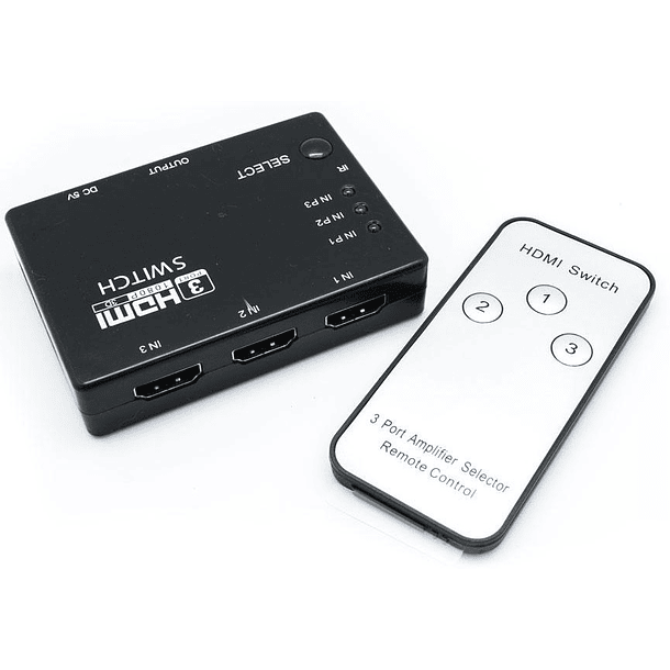 Comutador HDMI Matrix 3 Entradas - 1 Saída c/ Comando 2