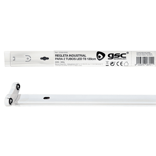 Armadura Dupla p/ 2 Lampadas Tubular LED T8 (1,20 mts) - GSC 2