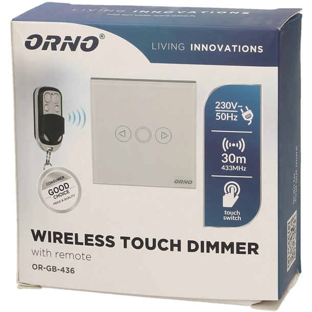 Interruptor Parede Dimmer de Toque c/ Comando s/ Fios - ORNO 2