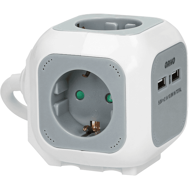 Extensão Quadrupla c/ 2x USB Cinza (1,4 mts) - ORNO 1