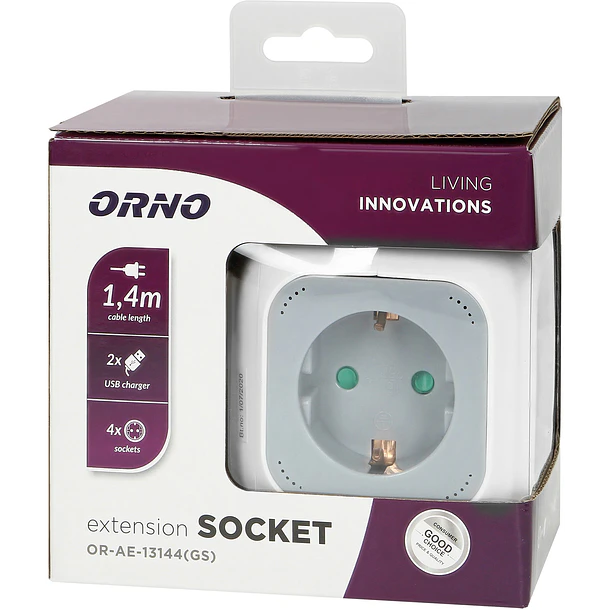 Extensão Quadrupla c/ 2x USB Cinza (1,4 mts) - ORNO 2