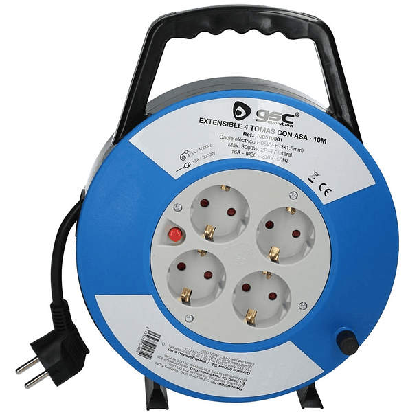 Extensão 4 Tomadas c/ Enrolador (3x 1,5 mm2) - 10 mts 1