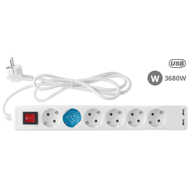 Extensão Sextupla c/ 2 USB (1,4 mts) - GSC 