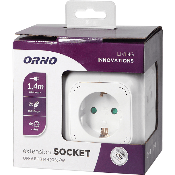 Extensão Quadrupla c/ 2x USB Branco (1,4 mts) - ORNO 2