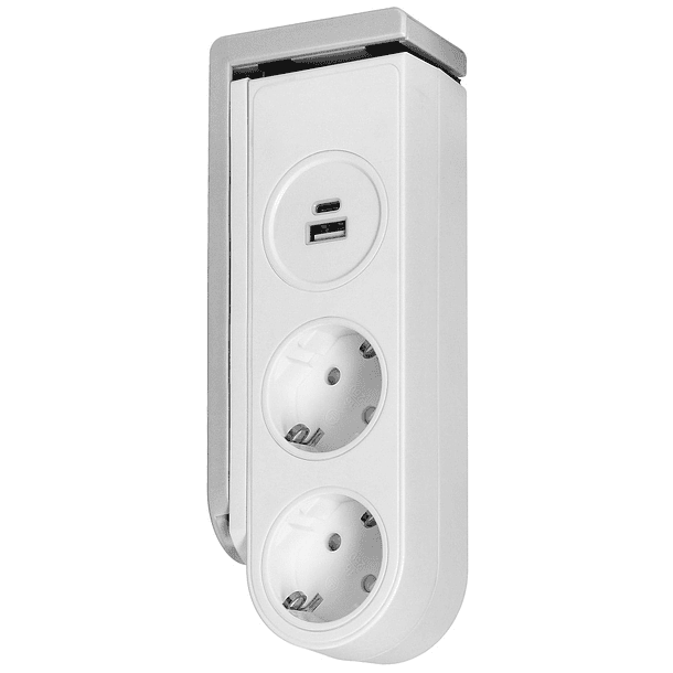 Extensão Dupla + USB-A + USB-C c/ Clip Fixação à Mesa 1,4 mts (Branco) - ORNO 2