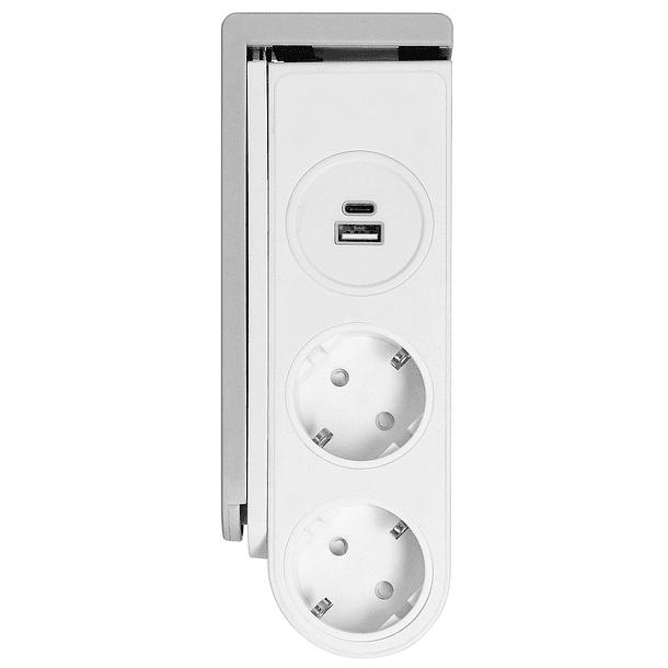 Extensão Dupla + USB-A + USB-C c/ Clip Fixação à Mesa 1,4 mts (Branco) - ORNO 3