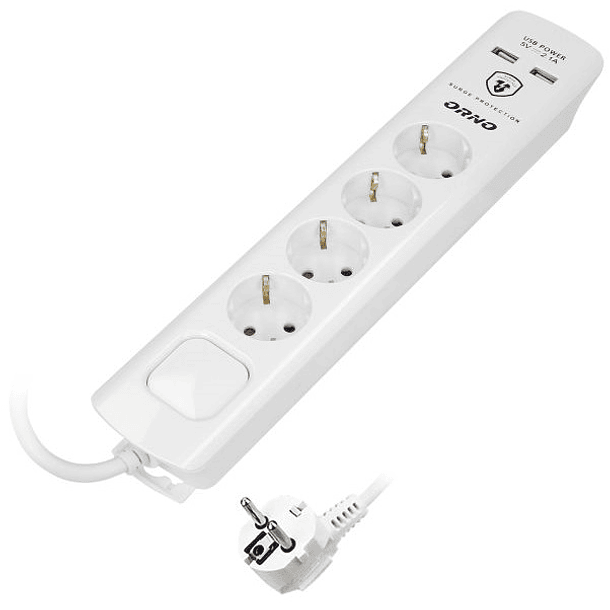 Extensão Quadrupla c/ 2x USB Branco (3 mts) - ORNO 