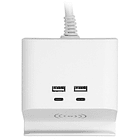 Extensão Dupla c/ 4 USB (2xUSB-A + 2xUSB-C) e Carregador Qi Indução 1,4 mts (Branco) - ORNO 4
