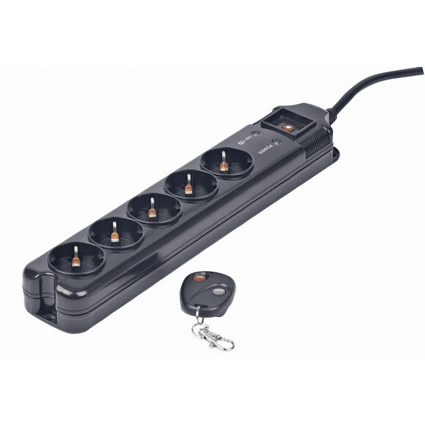 Extensão Quintupla c/ Interruptor e Comando à Distância (1,8 mts) Preto - ENERGENIE 