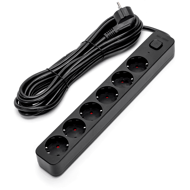 Extensão Sextupla c/ Interruptor (5 mts) - Preto 1