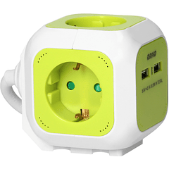 Extensão Quadrupla c/ 2x USB Verde (1,4 mts) - ORNO