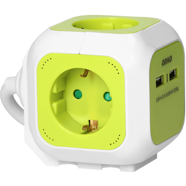 Extensão Quadrupla c/ 2x USB Verde (1,4 mts) - ORNO 1