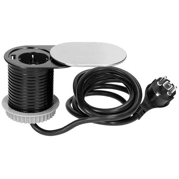 Tomada Elétrica Embutir c/ Porta USB (Prateado) - ORNO 1