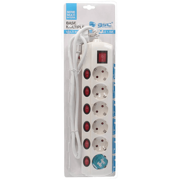 Extensão Sextupla c/ Interruptor p/ Cada Via (1,5 mts) - GSC 2