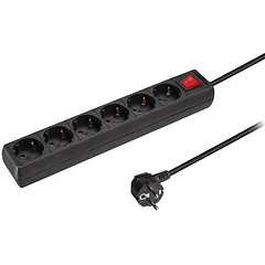 Extensão Sextupla Terra c/ Interruptor (1,5 mts) - Preto