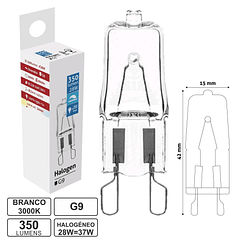 Lampada Halogéneo G9 220V 28W(=37W) 370Lm