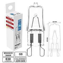 Lampada Halogéneo G9 220V 42W(=56W) 630Lm