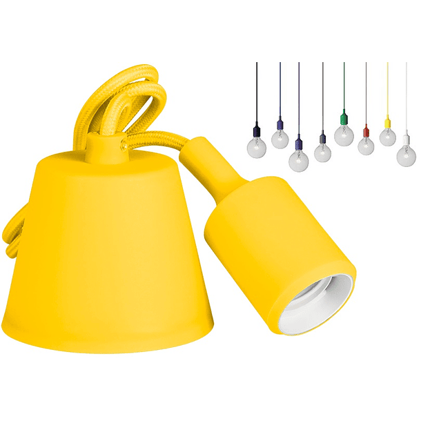 Suporte de Lampada E27 em Suspensão Silicone Amarelo (1 metro) 