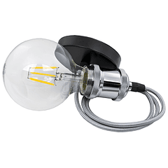 Suporte de Lâmpada E27 em Suspensão Cinza Prateado (1 metro)