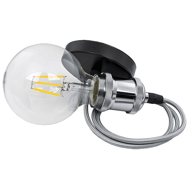 Suporte de Lâmpada E27 em Suspensão Cinza Prateado (1 metro) 