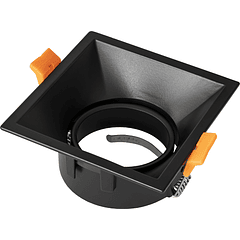 Aro Quadrado Recuado Basculante em Alumínio Preto p/ Lampadas MR16-GU10