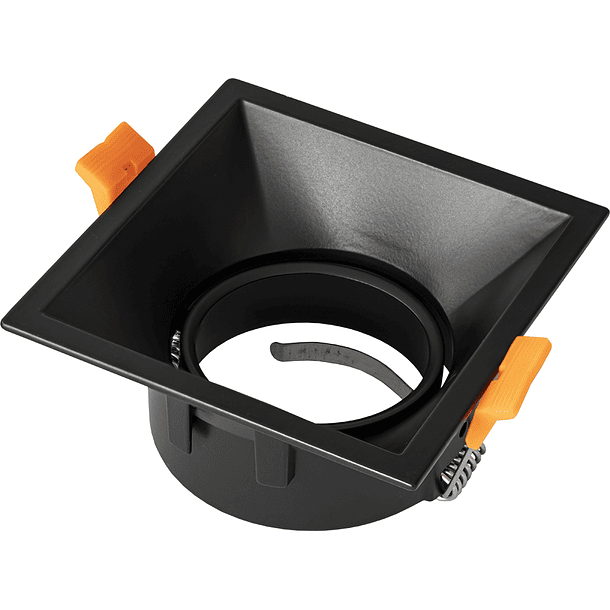 Aro Quadrado Recuado Basculante em Alumínio Preto p/ Lampadas MR16-GU10 1