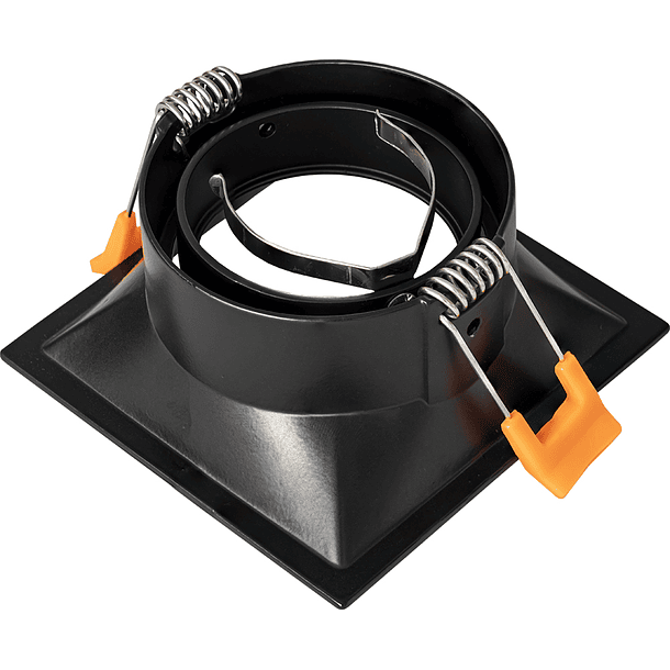 Aro Quadrado Recuado Basculante em Alumínio Preto p/ Lampadas MR16-GU10 2
