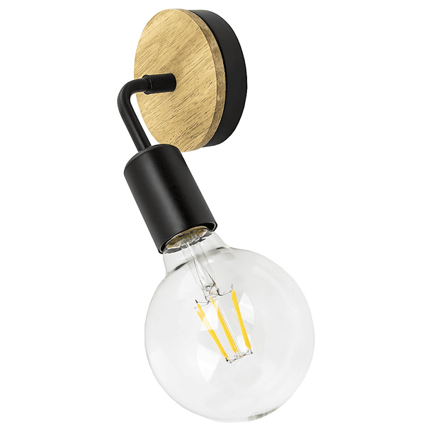 Suporte de Lâmpada E27 (Preto) p/ Parede 