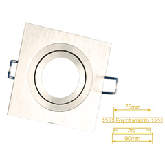 Aro Quadrado Ajustável em Aluminio p/ Lampadas MR16-GU10