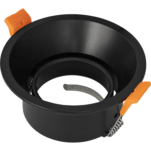 Aro Redondo Recuado Basculante em Alumínio Preto p/ Lampadas MR16-GU10 1